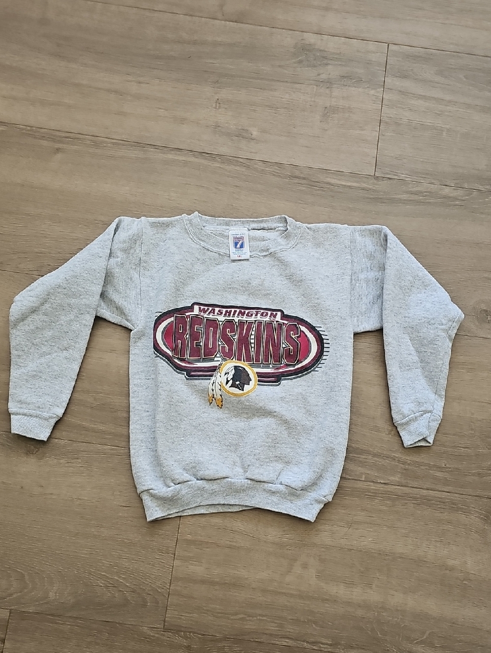 Vintage LOGO 7 Kids Gray Washington Redskins Crewneck Sweatshirt Size Small 8